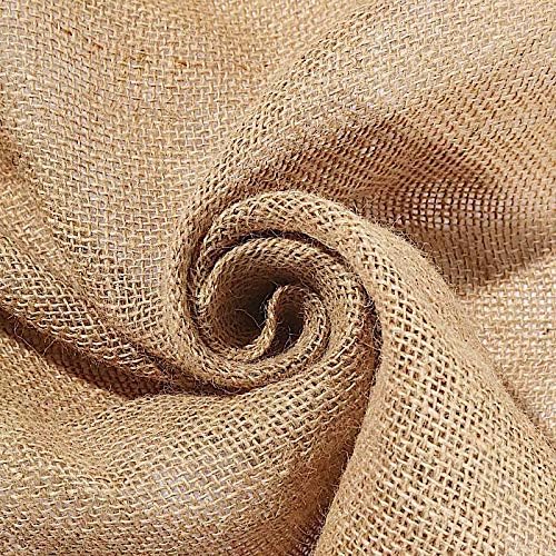 BalsaCircle 30 Feet Natural Brown Burlap Aisle Runner with White Lace