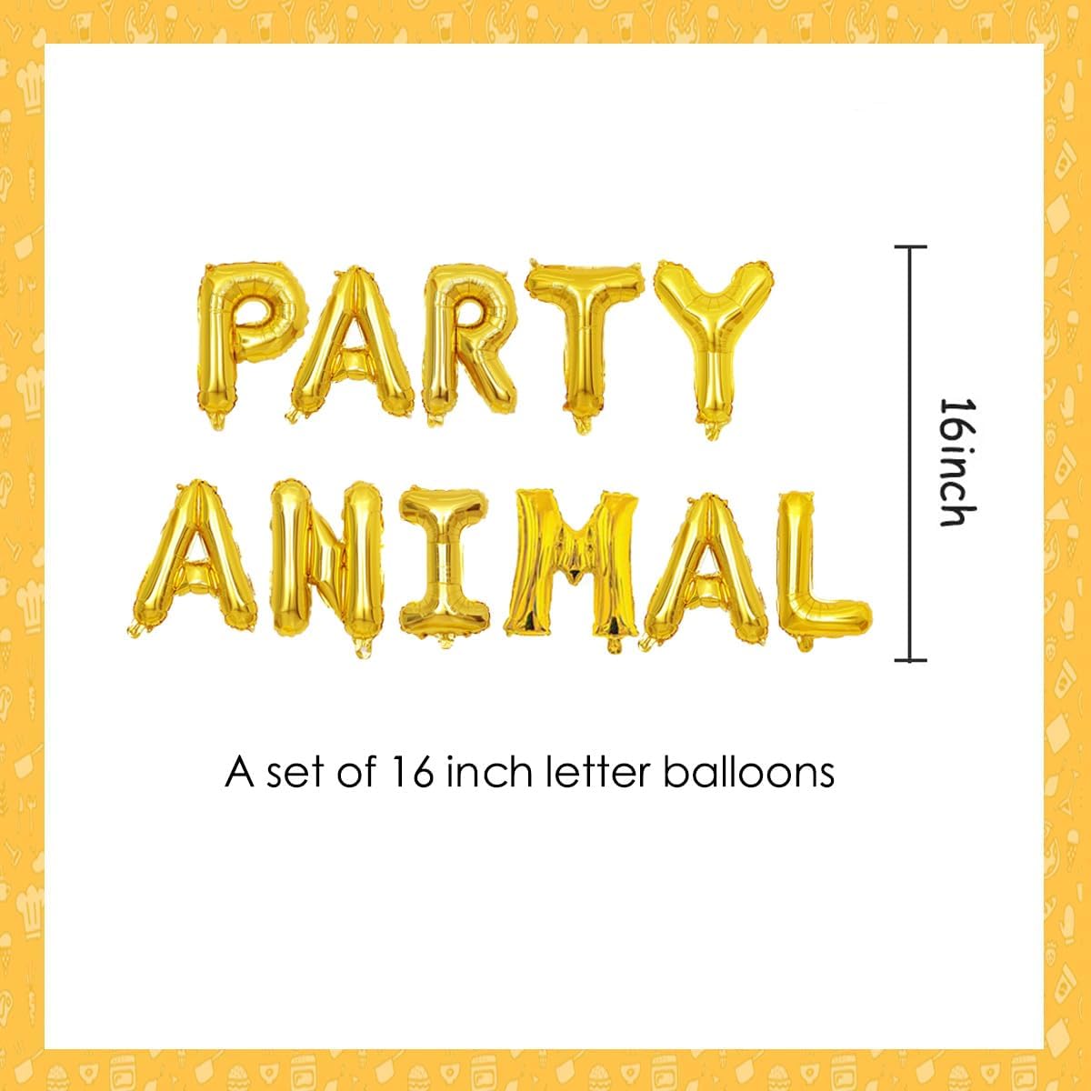 KUNGOON Gold Foil Letter Balloons for Party Animal Birthday