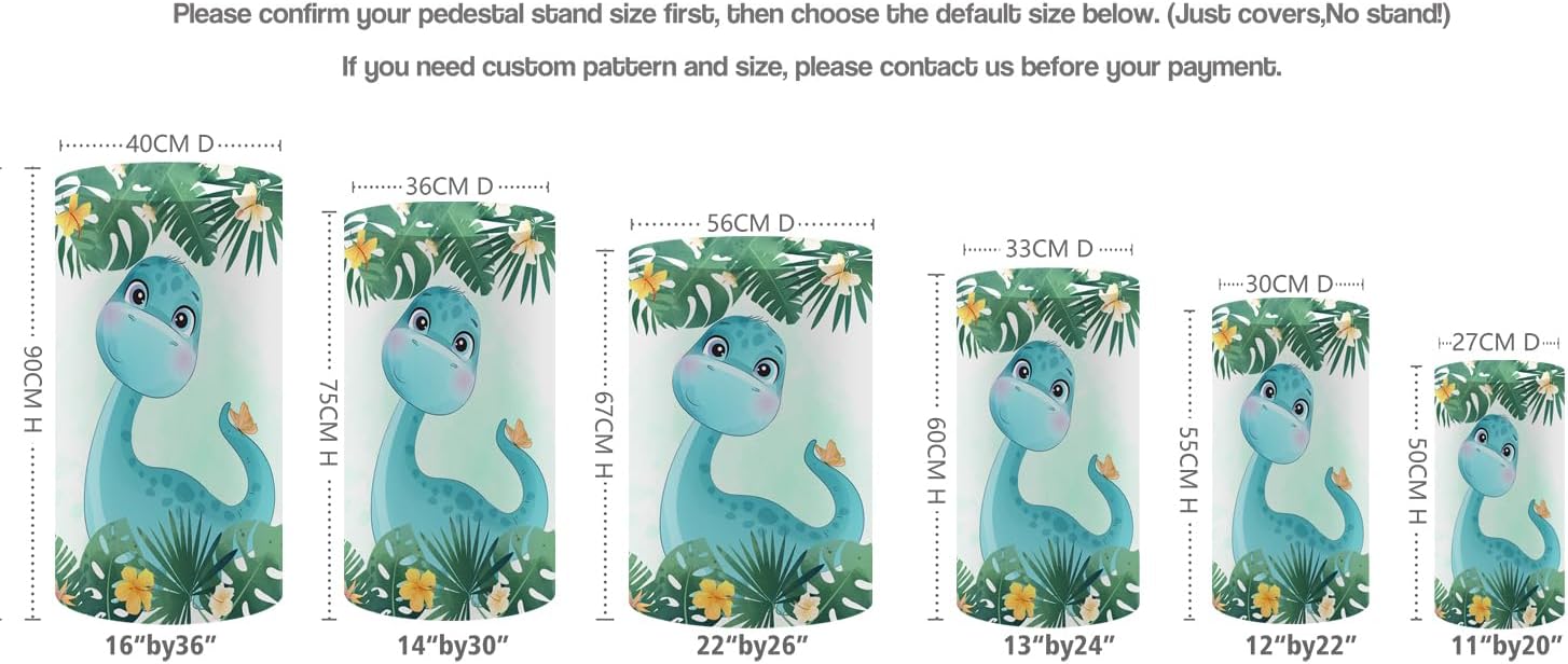 KONPON Blue Dinosaur Cylinder Table Cover for Birthday Decorations