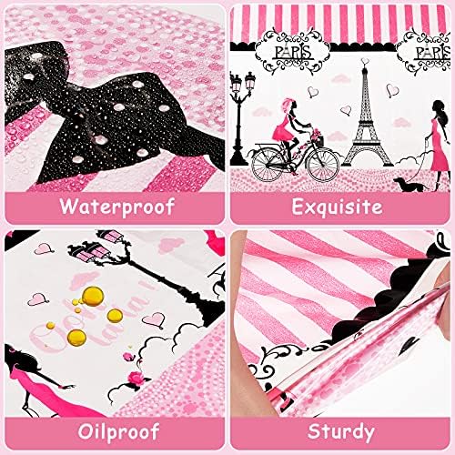 Irenare Paris Theme Pink Tablecloth for Girls Party Decorations