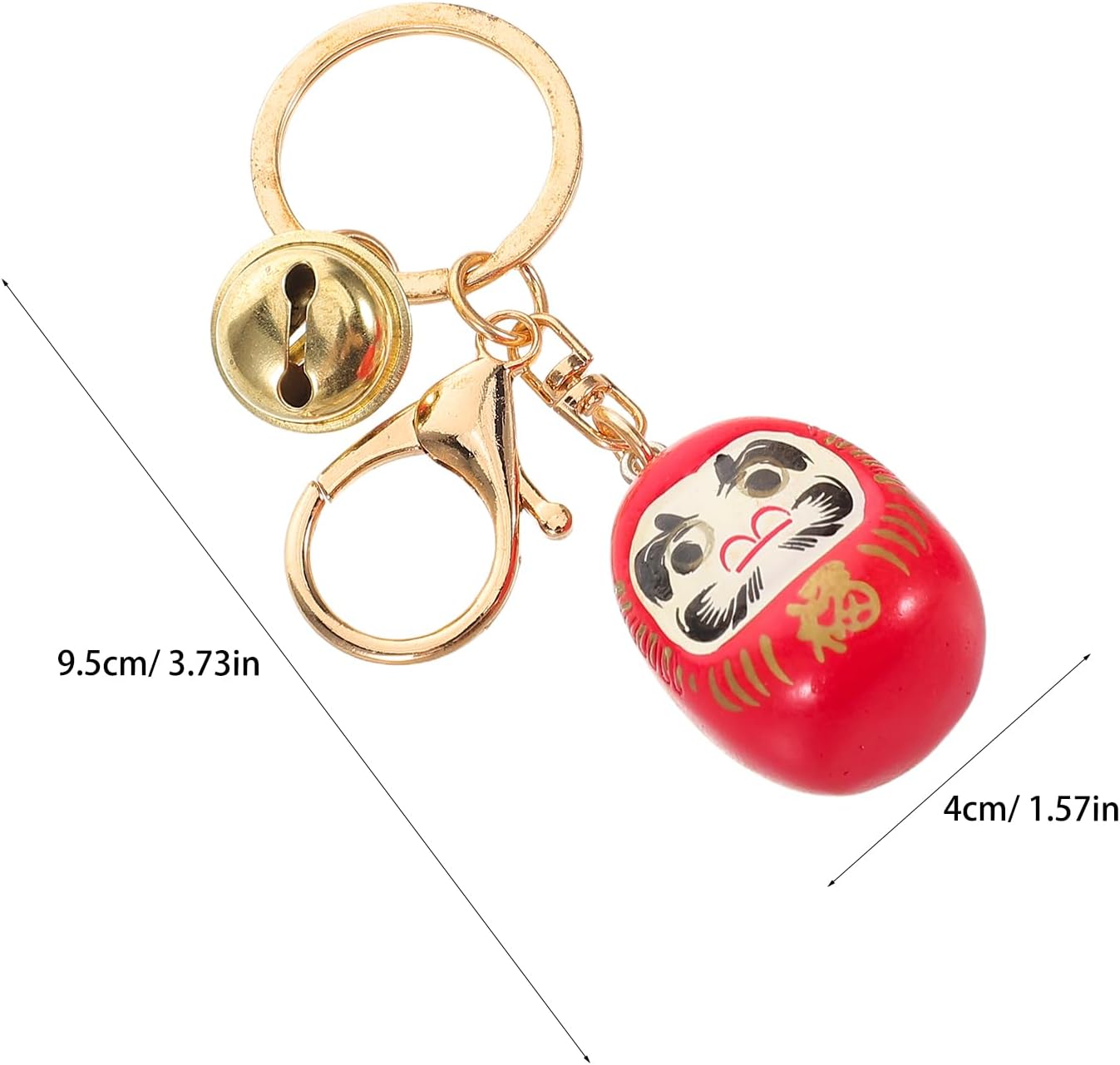 LOGOFUN 4PCS Japanese Daruma Keychain with Bell Good Luck Charm - Red