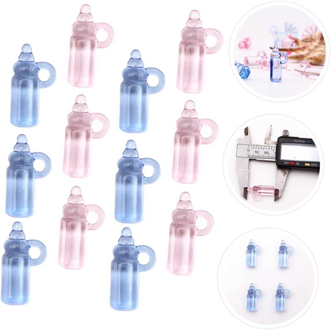 48pcs Acrylic Milk Bottle Charms Pink Blue DIY Photo Props