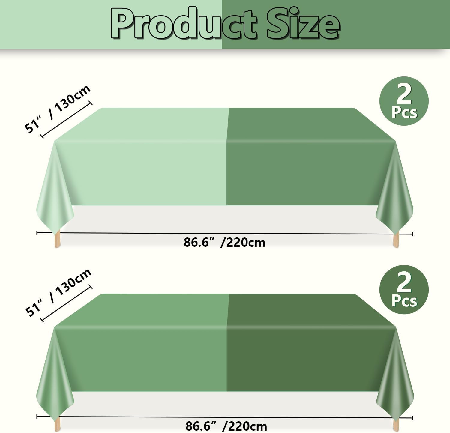 4Pcs Sage Green Tablecloths Rectangle Set for Parties