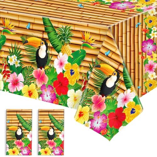 Babudeer 2 Pack Hawaiian Luau Tablecloths 54x108 Inch