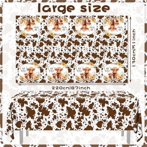 Western Highland Cow Baby Shower Tablecloth 2Pcs 51x866 Inches