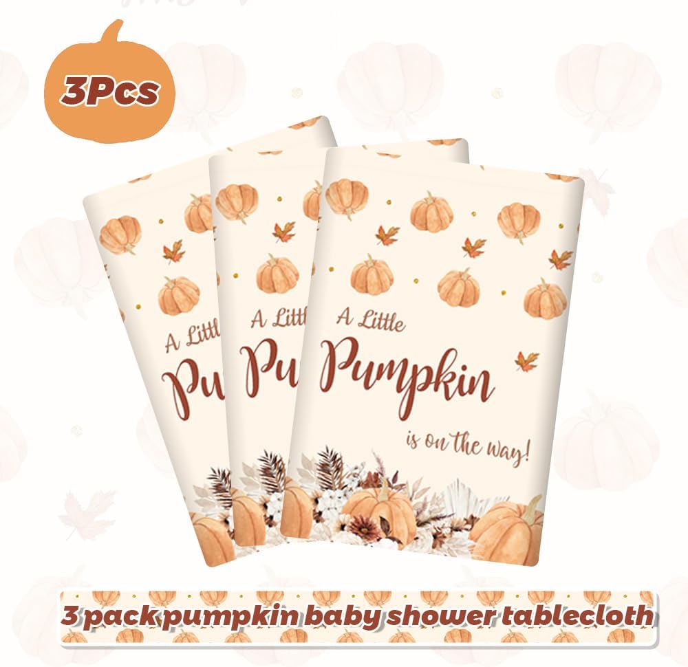 MEHOFOND Fall Boho Pumpkin Baby Shower Tablecloth - 3 Pack