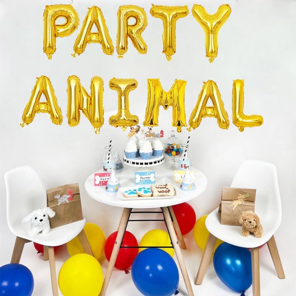 KUNGOON Gold Foil Letter Balloons for Party Animal Birthday