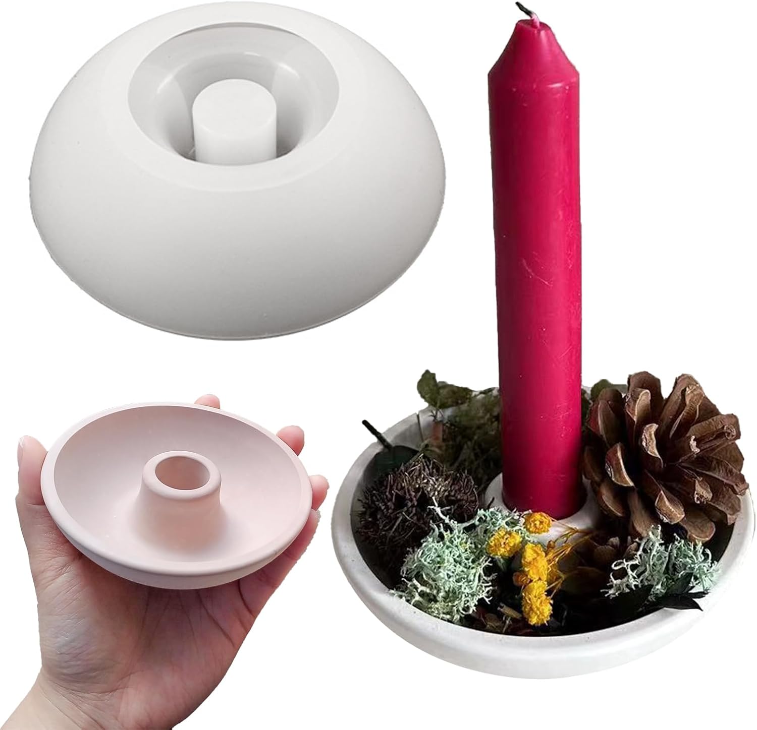 Wehous Round Candle Holder Mold for Resin Casting