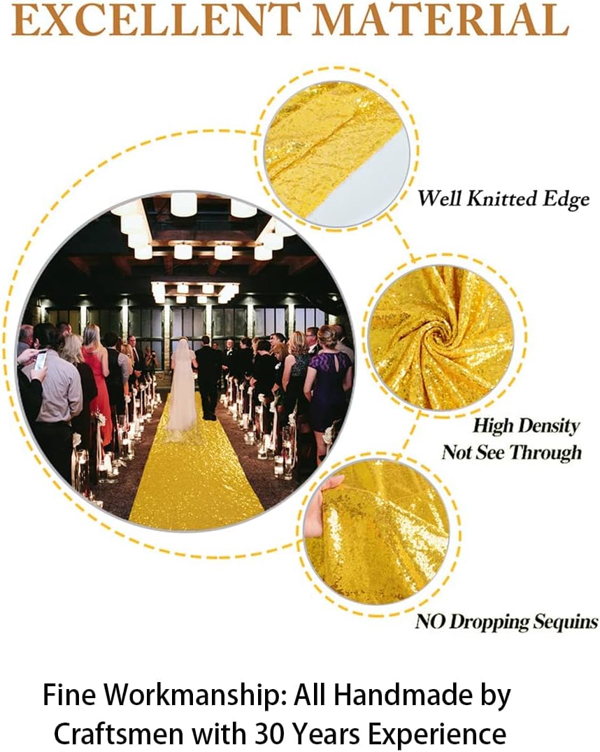 ShinyBeauty Gold Sequin Aisle Runner Wedding Decor 4FTx35FT