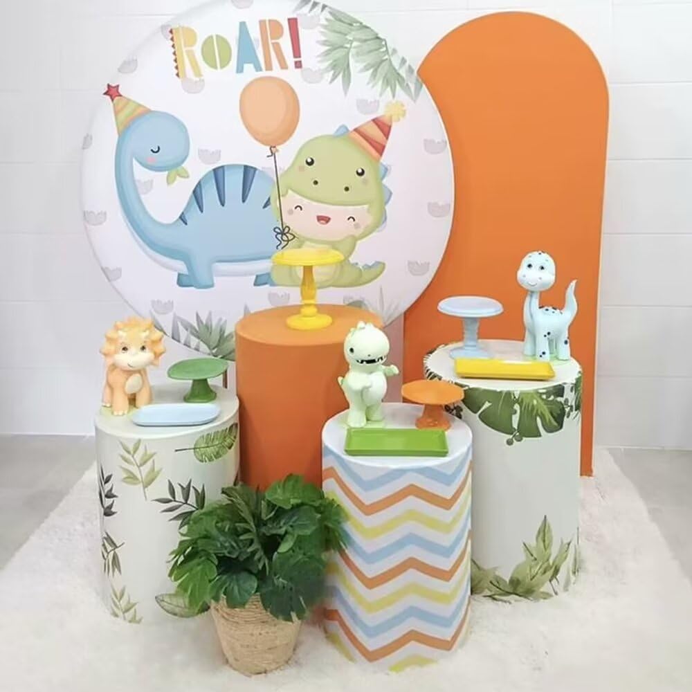 KONPON Stretchy Cylinder Plinth Dinosaur Birthday Cover