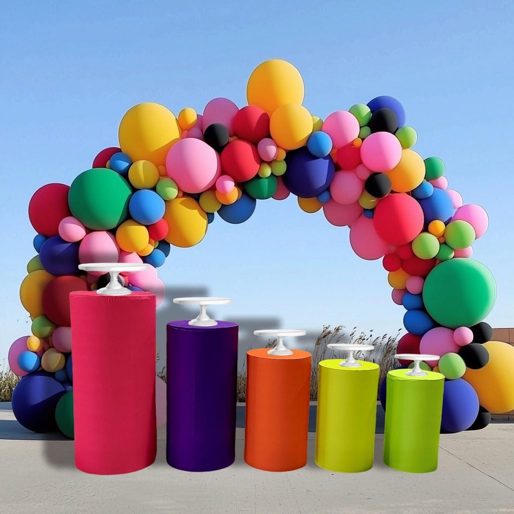 5 Pack Cylinder Covers Neon Rainbow Birthday Party Decor