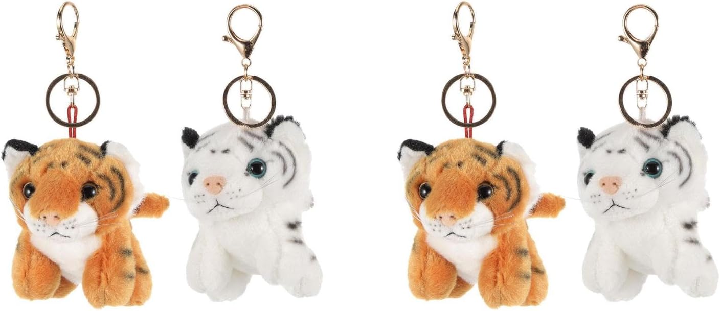LUOZZY 4 Pcs Plush Tiger Keychains for Backpacks Handbags