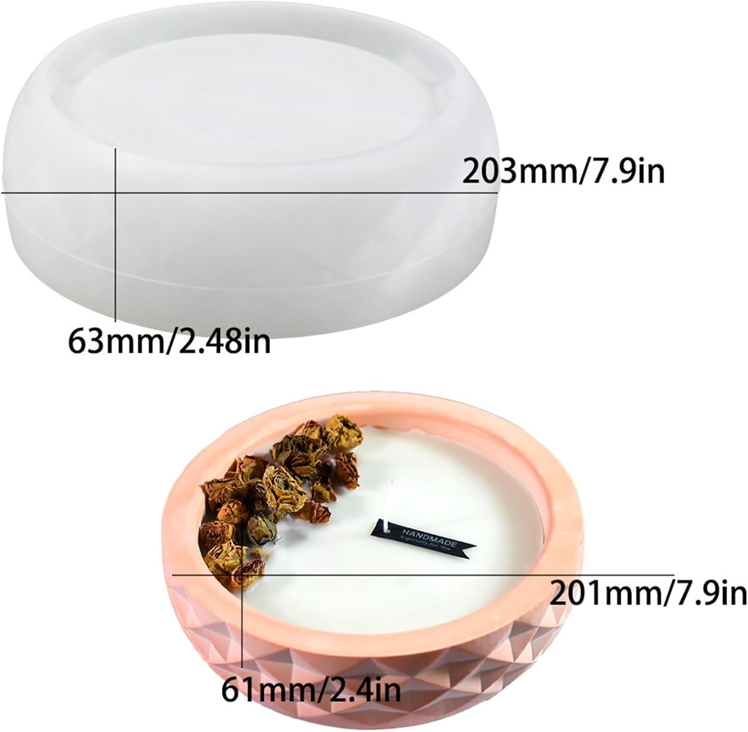 Wehous Diamond Shape Large Bowl Silicone Mold for Epoxy Resin Crafts