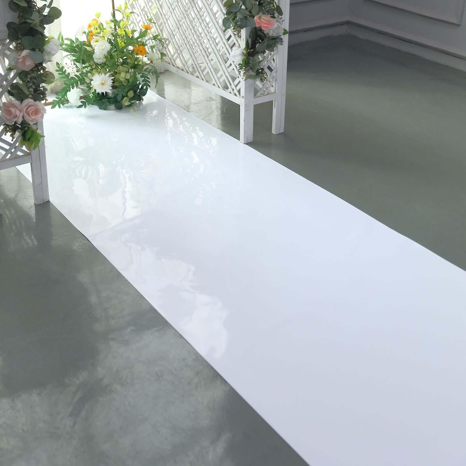 3ft x 65ft White Glossy Mirrored Wedding Aisle Runner
