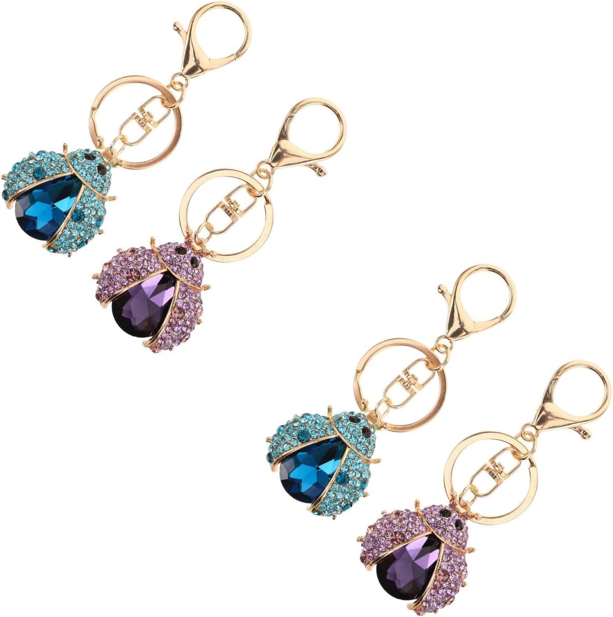 LOGOFUN 4PCS Ladybug Keychain Zinc Alloy Charm Pendant Gift