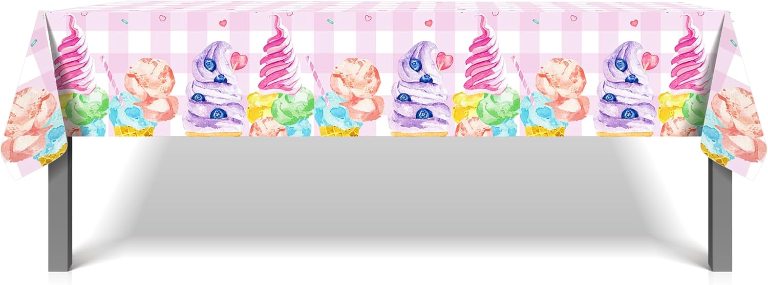 Ice Cream Cake Party Tablecloth 54x87 Inch for Buffet and Picnic