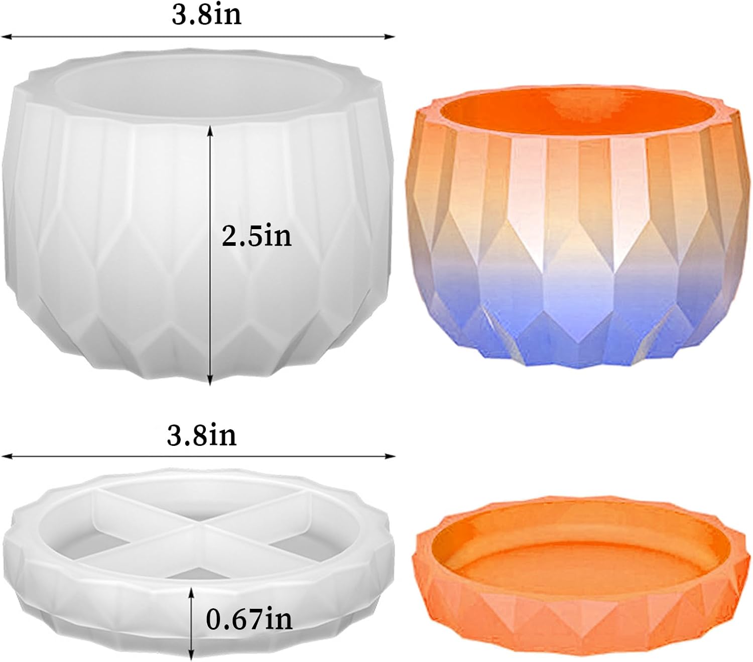 Wehous Silicone Planter Mold Set Diamond Shape