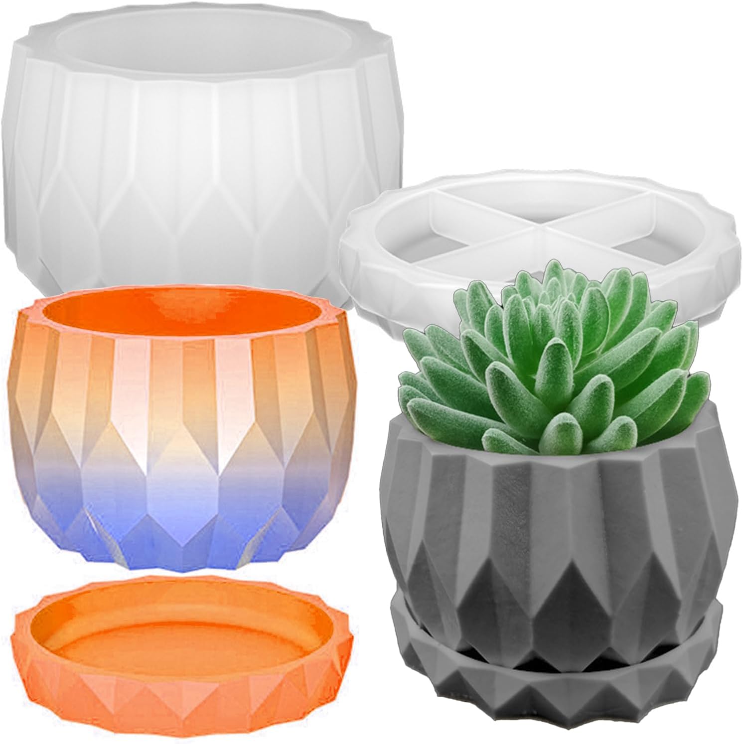 Wehous Silicone Planter Mold Set Diamond Shape