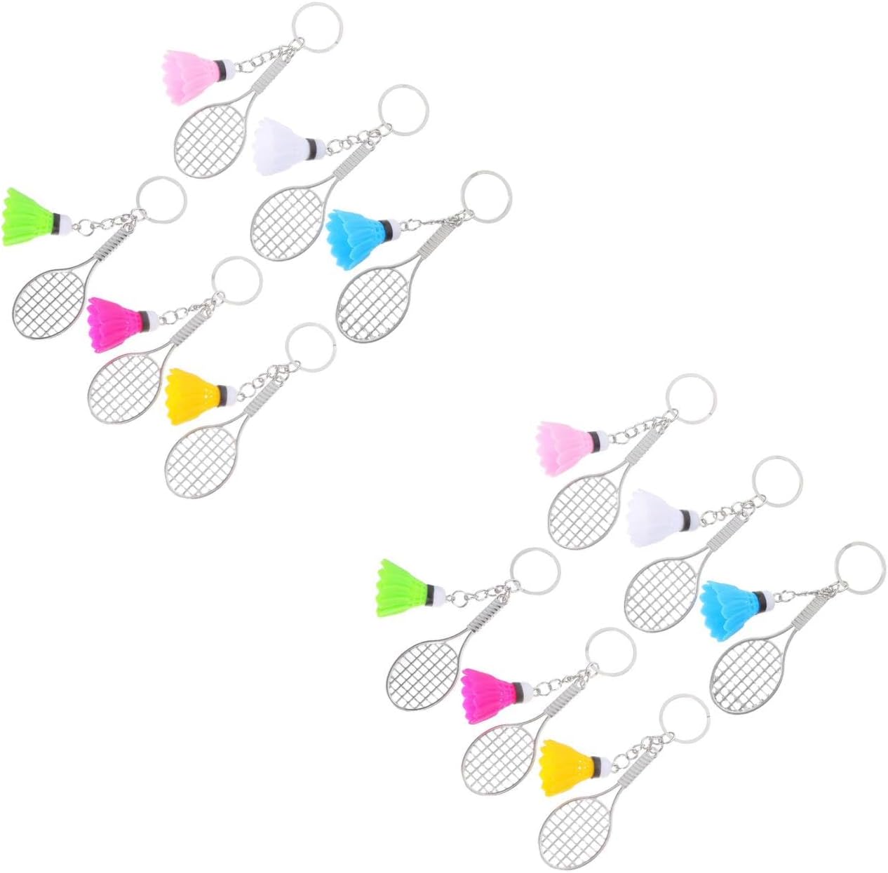 LOGOFUN 12PCS Mini Alloy Badminton Racket Keychain