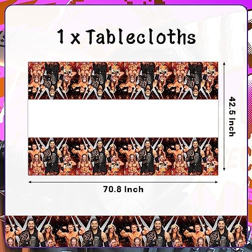 Wrestling Themed Party Tableware Set with Tablecloth Plates Forks and Napkins