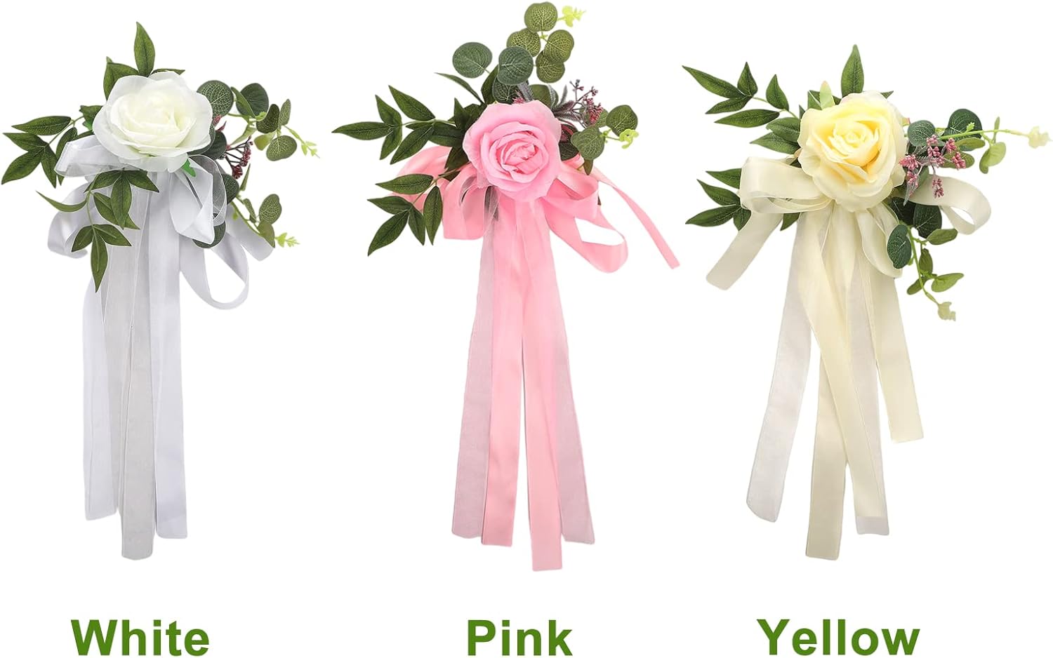 8pcs Wedding Aisle Decorations with Chiffon Ribbons