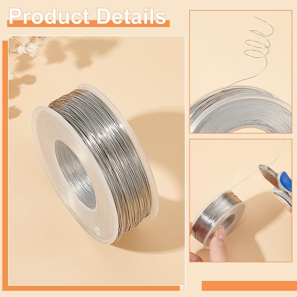 BENECREAT 28 Gauge Stainless Steel Binding Wire for Jewelry Crafts