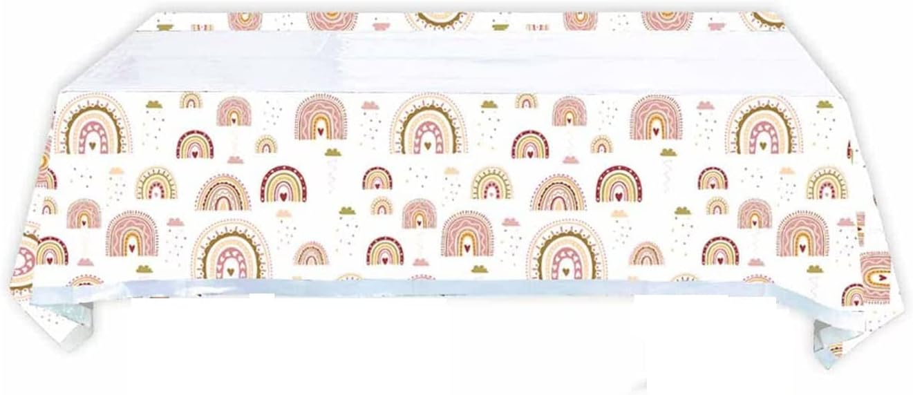 LYST 2PCS Rainbow Boho Tablecloths - Plastic Covers for Parties and Baby Showers