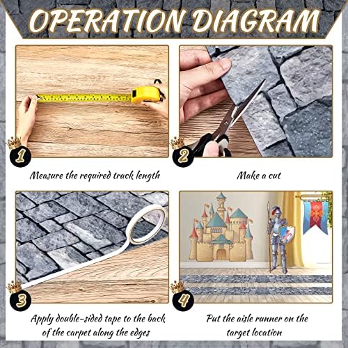 Fabbay 4 Pack 10ft Cobblestone Aisle Runners Medieval Party Decorations