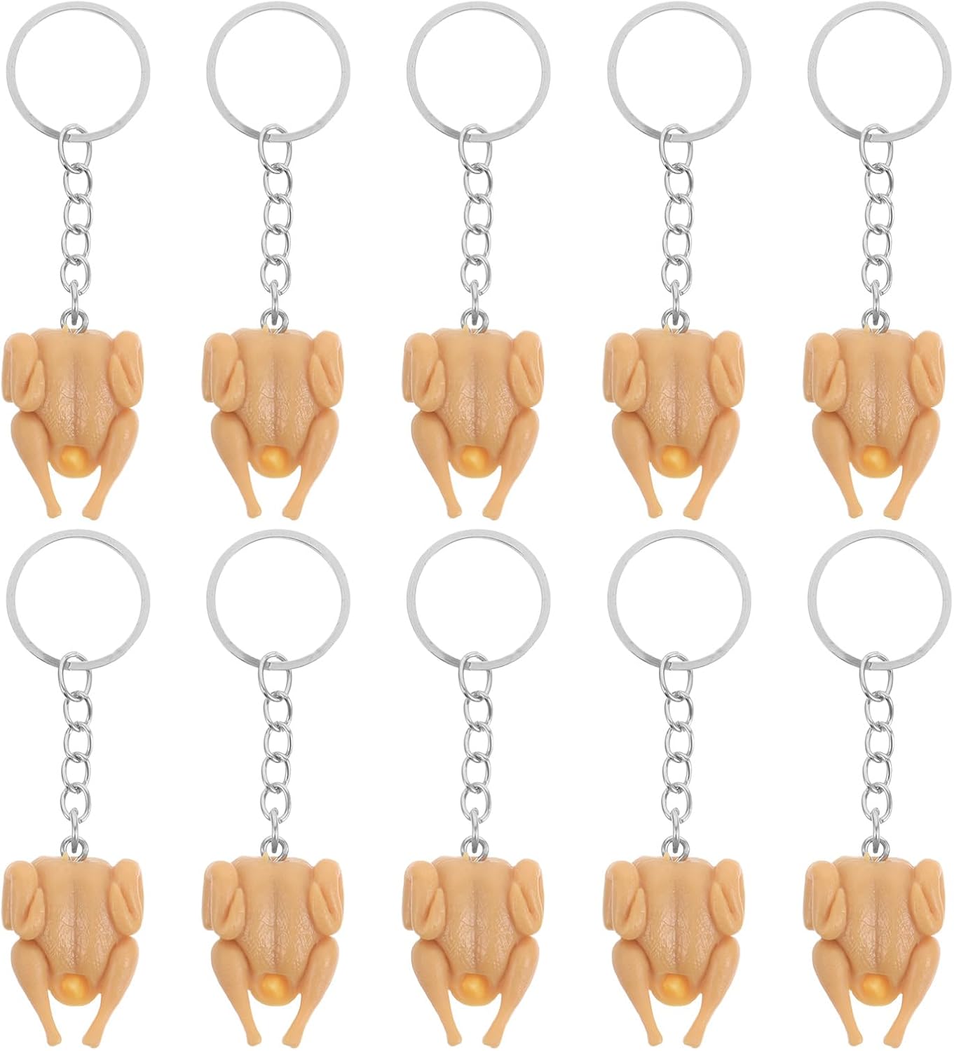 LOGOFUN 10PCS Mini Realistic Roast Chicken Keychain