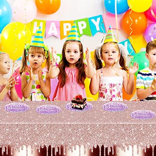 Pink Rose Gold Tablecloths 2Pcs for Birthday Party Decor