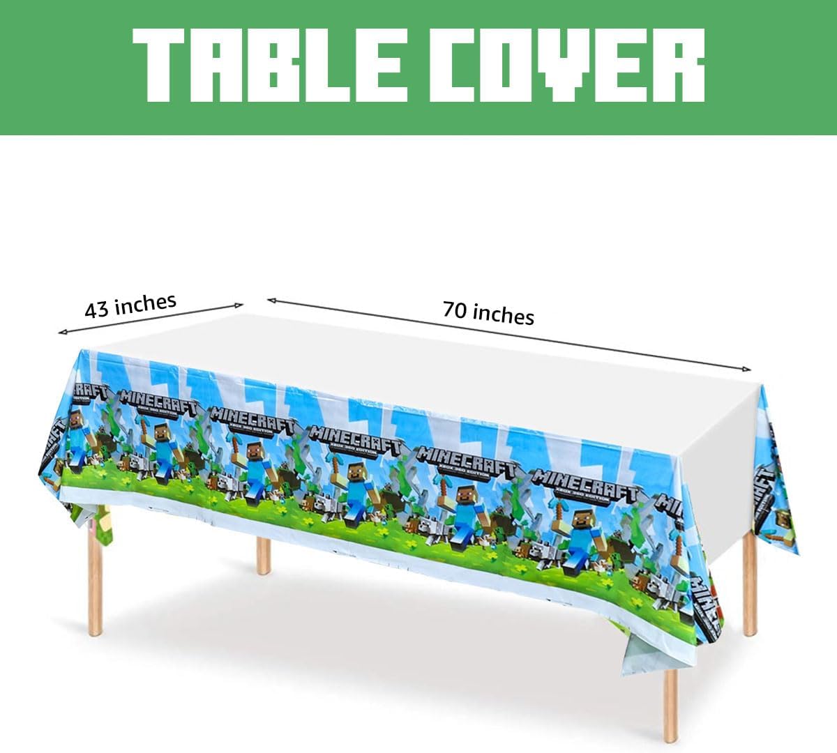 Pixel Miner Craft Birthday Party Decor Kit for 10