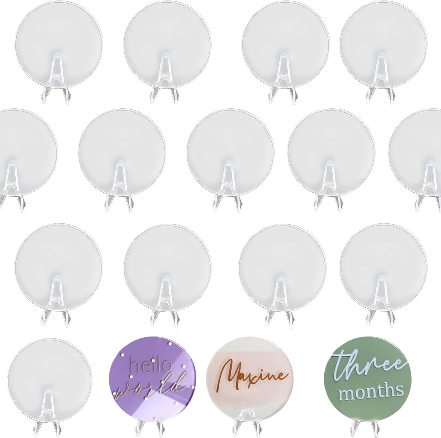 20 Pack 3 Inch Acrylic Blanks With Mini Easels For Display