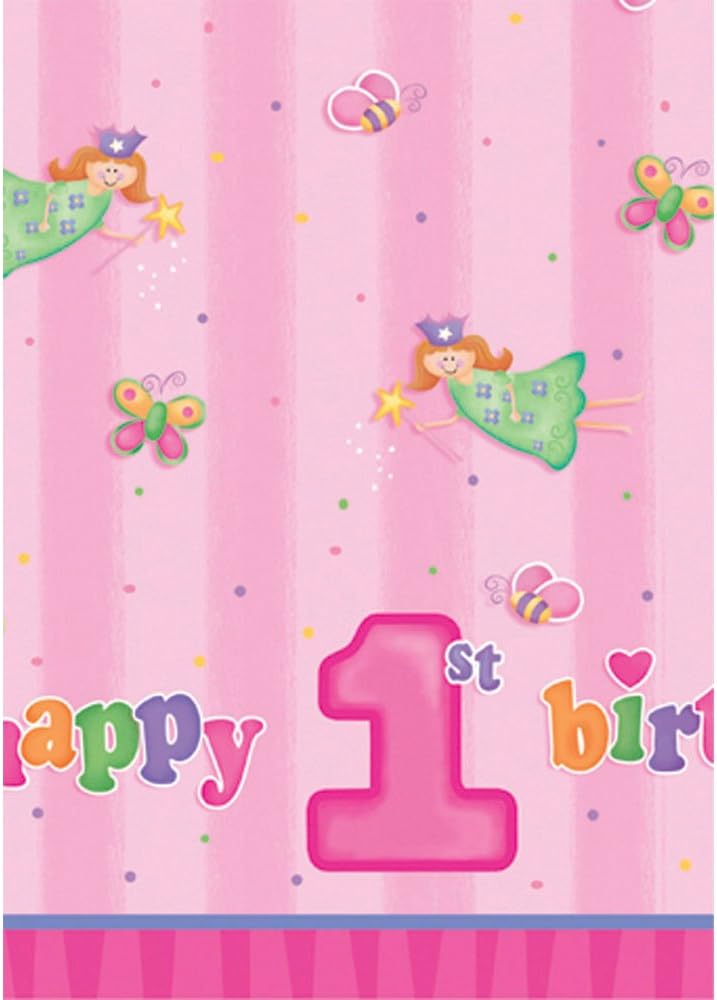 1st Birthday Plastic Table Cover for Girl