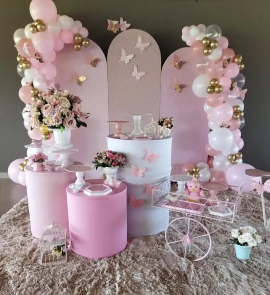 Light Pastel Pink Cylinder Spandex Cover for Party Decorations