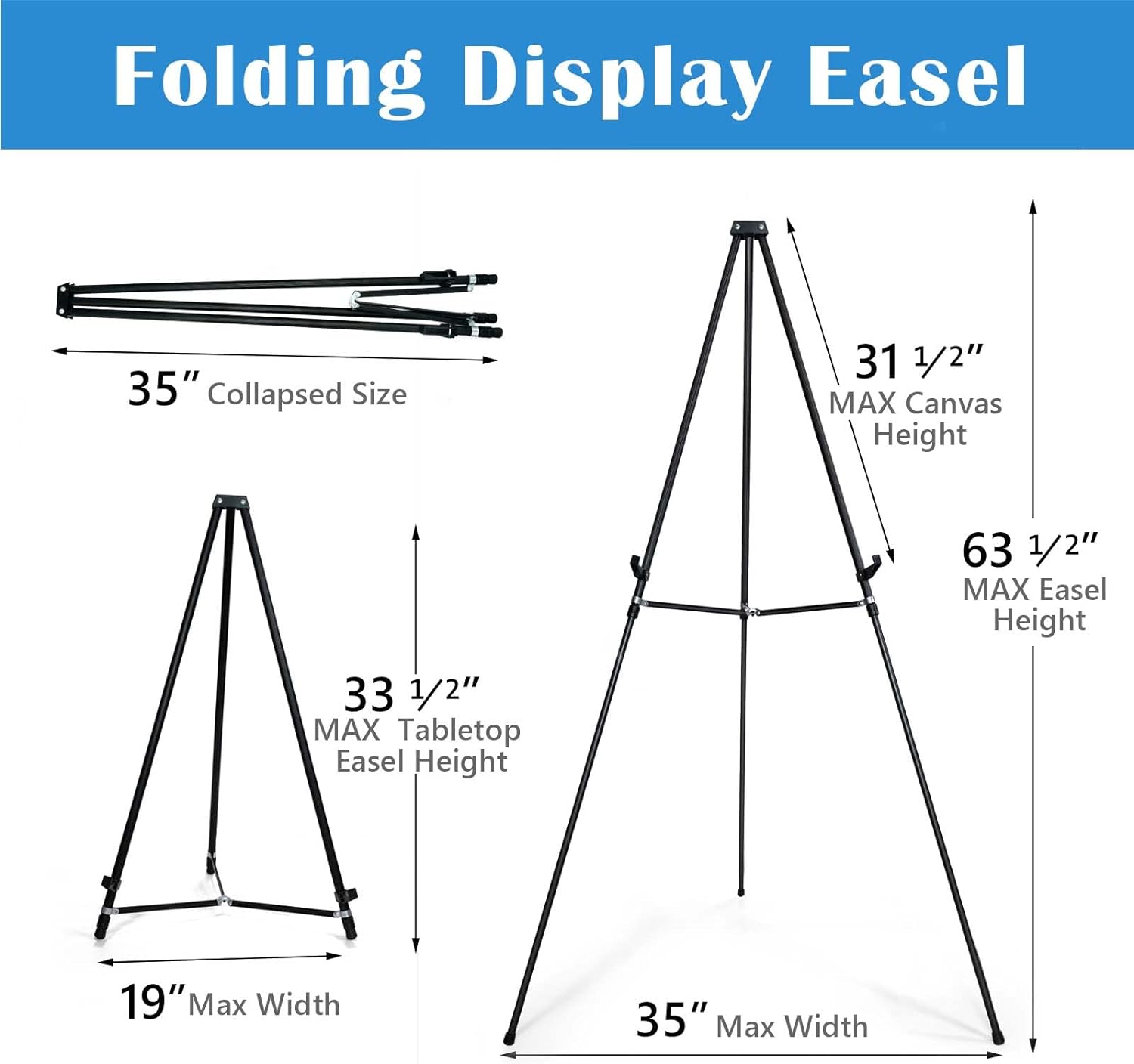 Falling in Art 66 High Black Aluminum Display Easel Stand