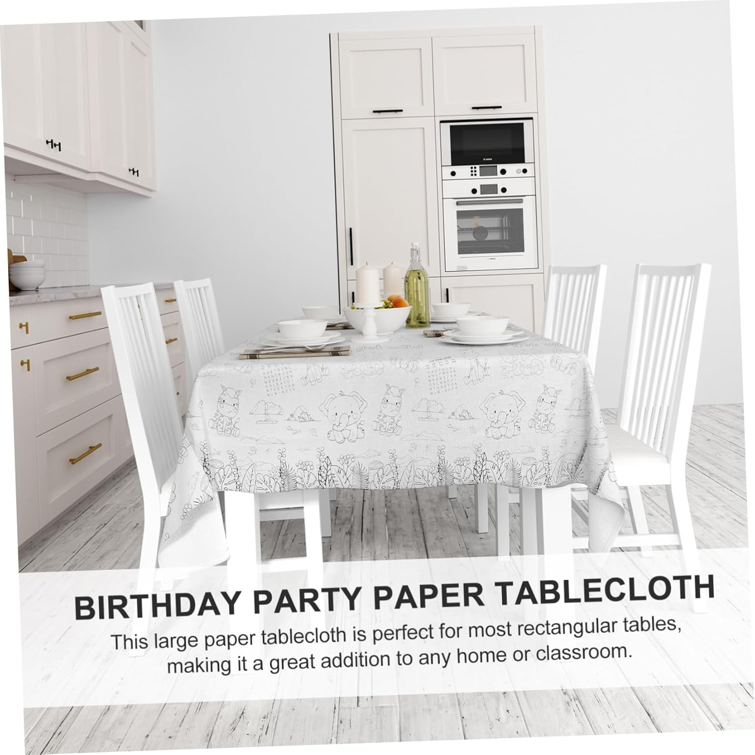 HOMSFOU Birthday Zoo Theme Paper Tablecloth for Parties