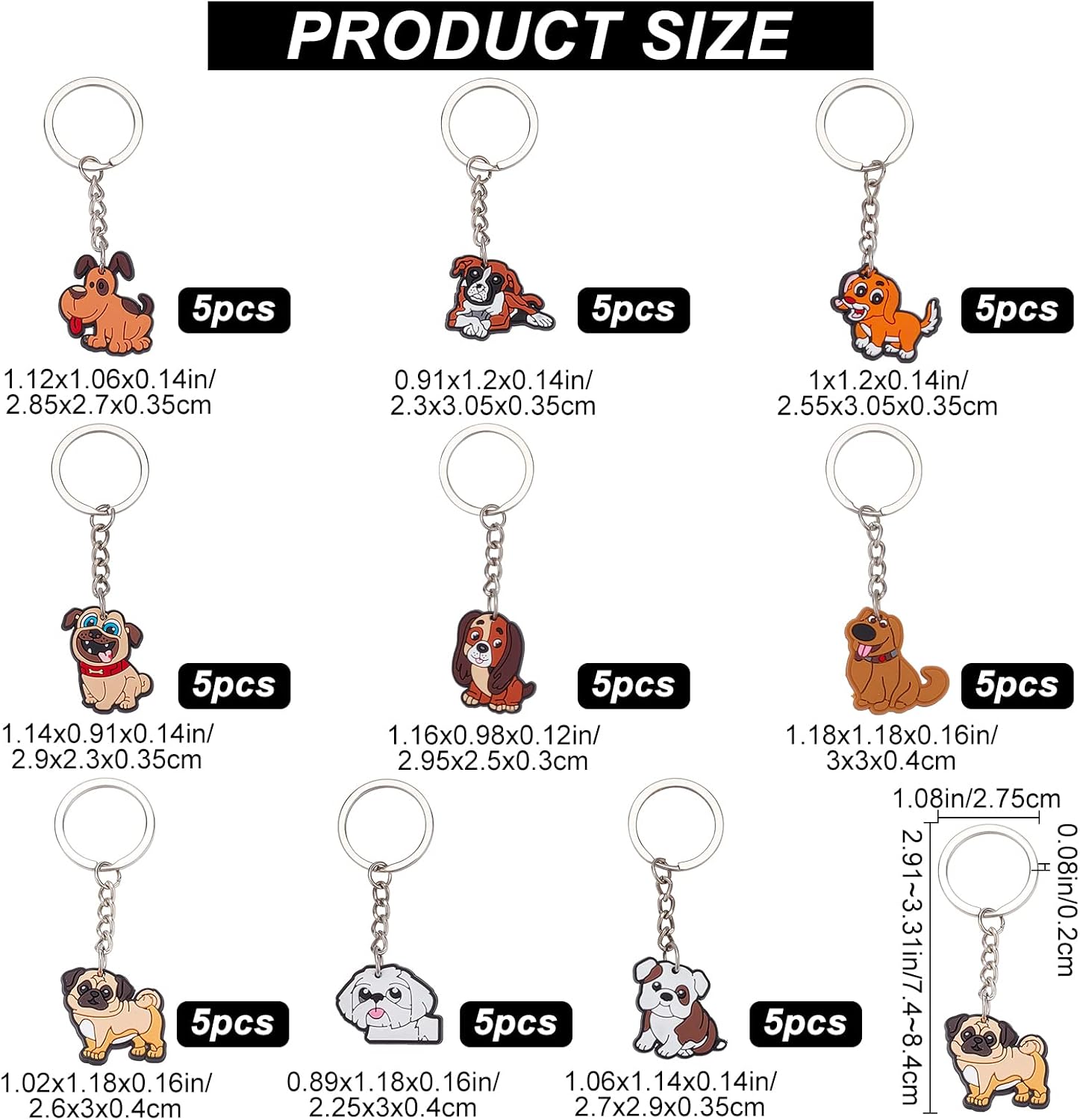 CRASPIRE 8 Style 40Pcs Farm Animal Keychains