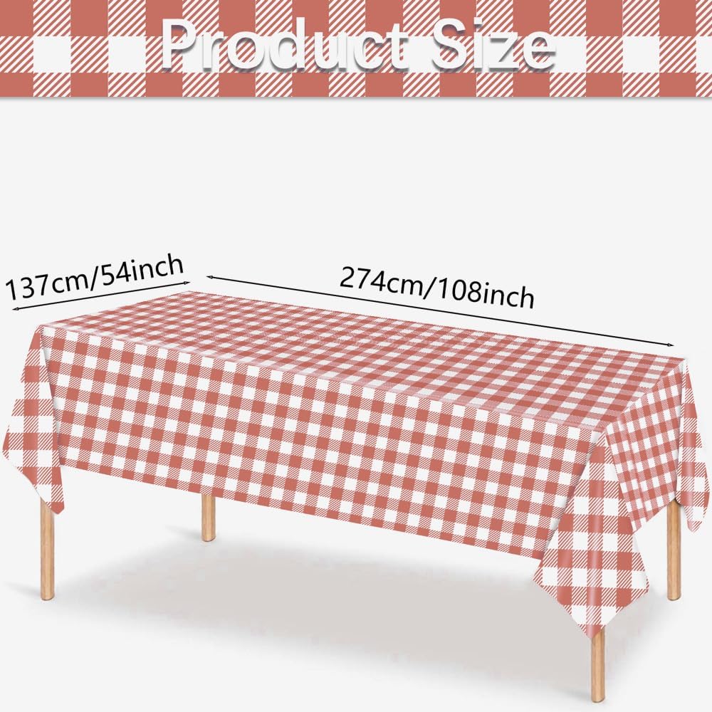 3 Pack Red and Pink Gingham Tablecloths for Parties