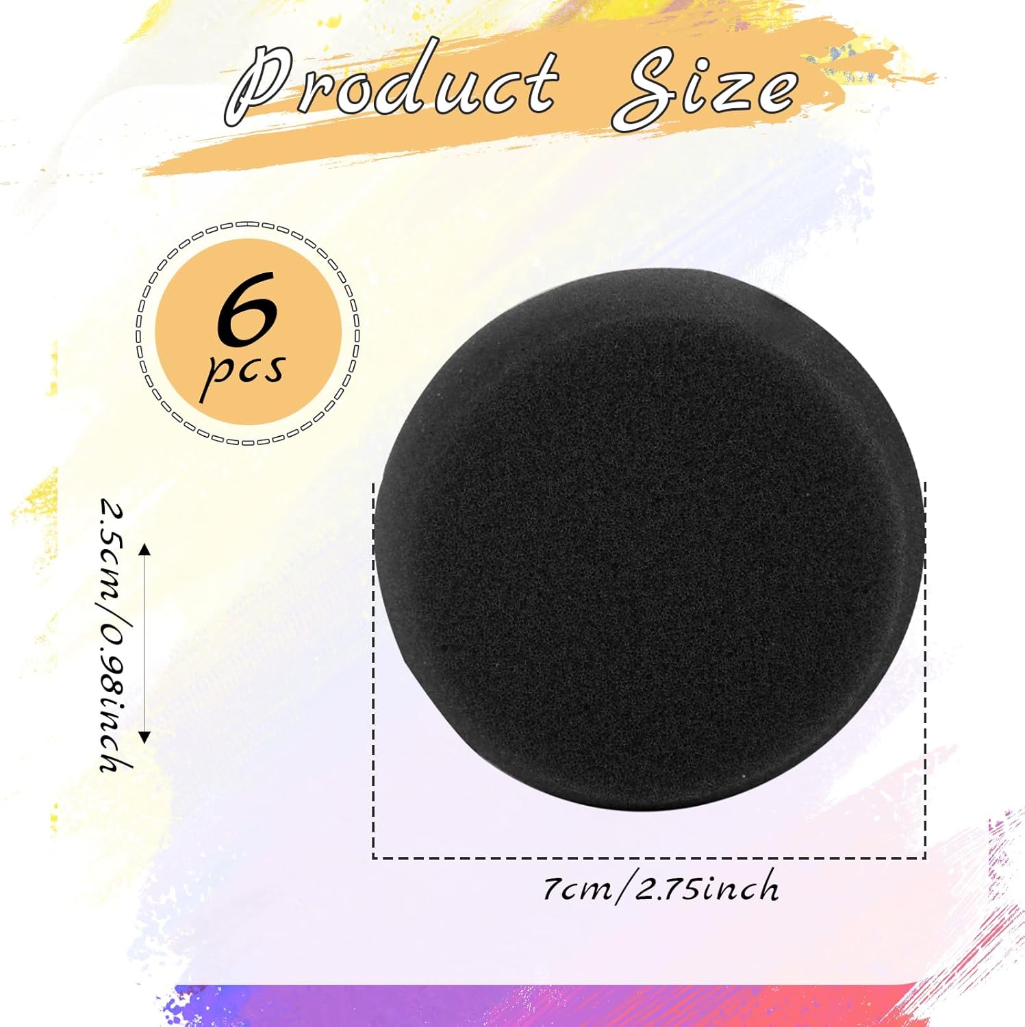 6 Pcs Round Painting Sponges for Art Crafts and Face Painting