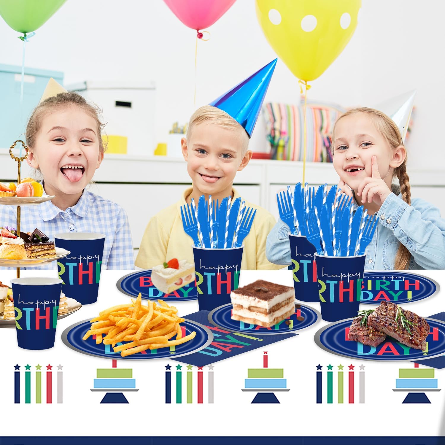 141Pcs Dark Blue Party Supplies for 20 Guests