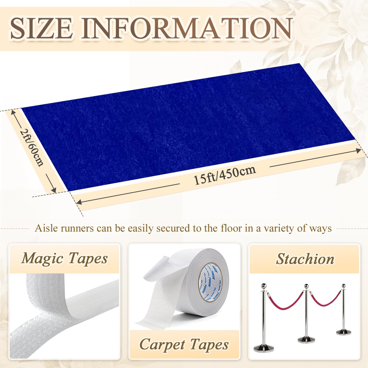 Velvet Blue Aisle Runner for Wedding 2FTx15FT Carpet Decor