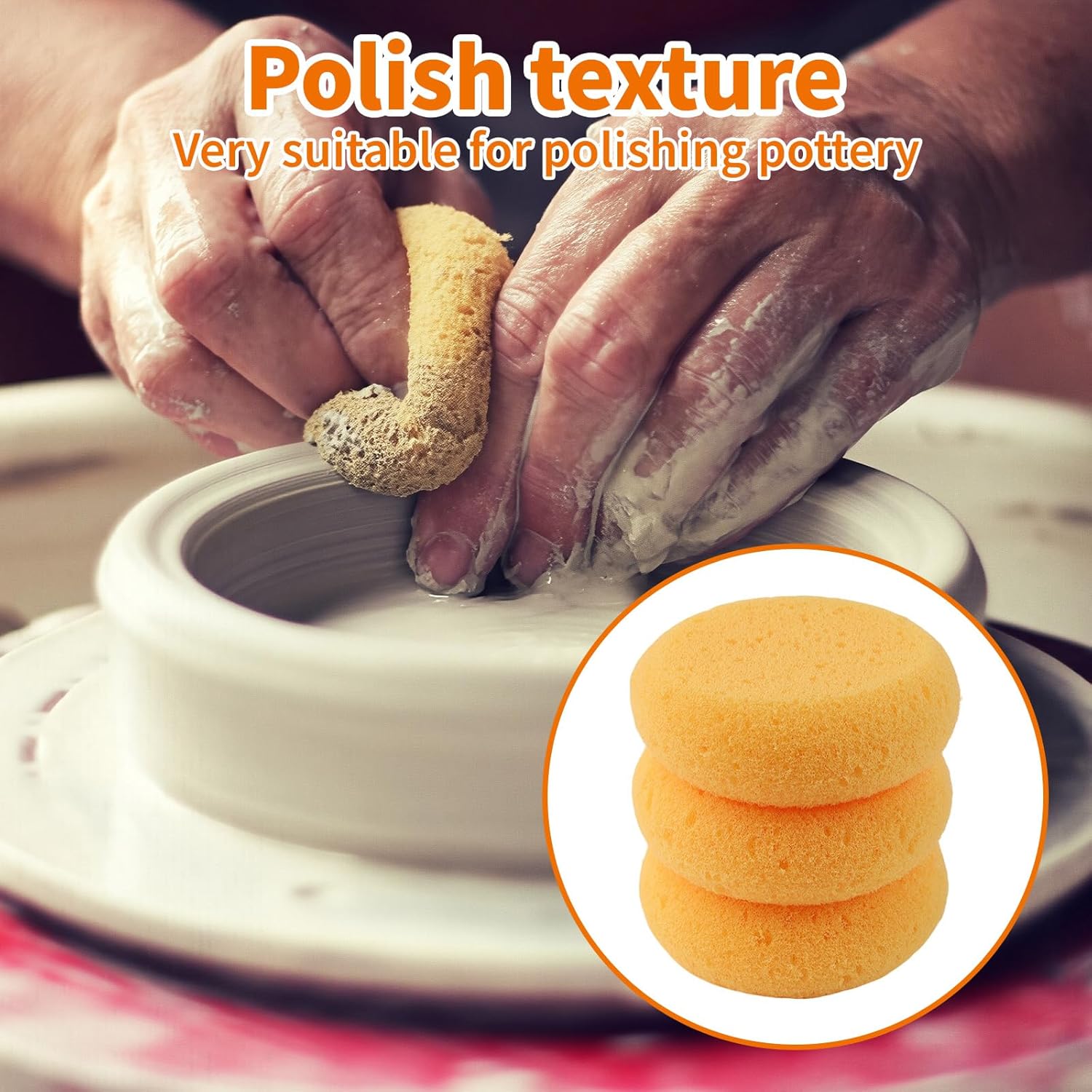 LUSTRIB 7PCS Round Yellow Paint Sponges Set