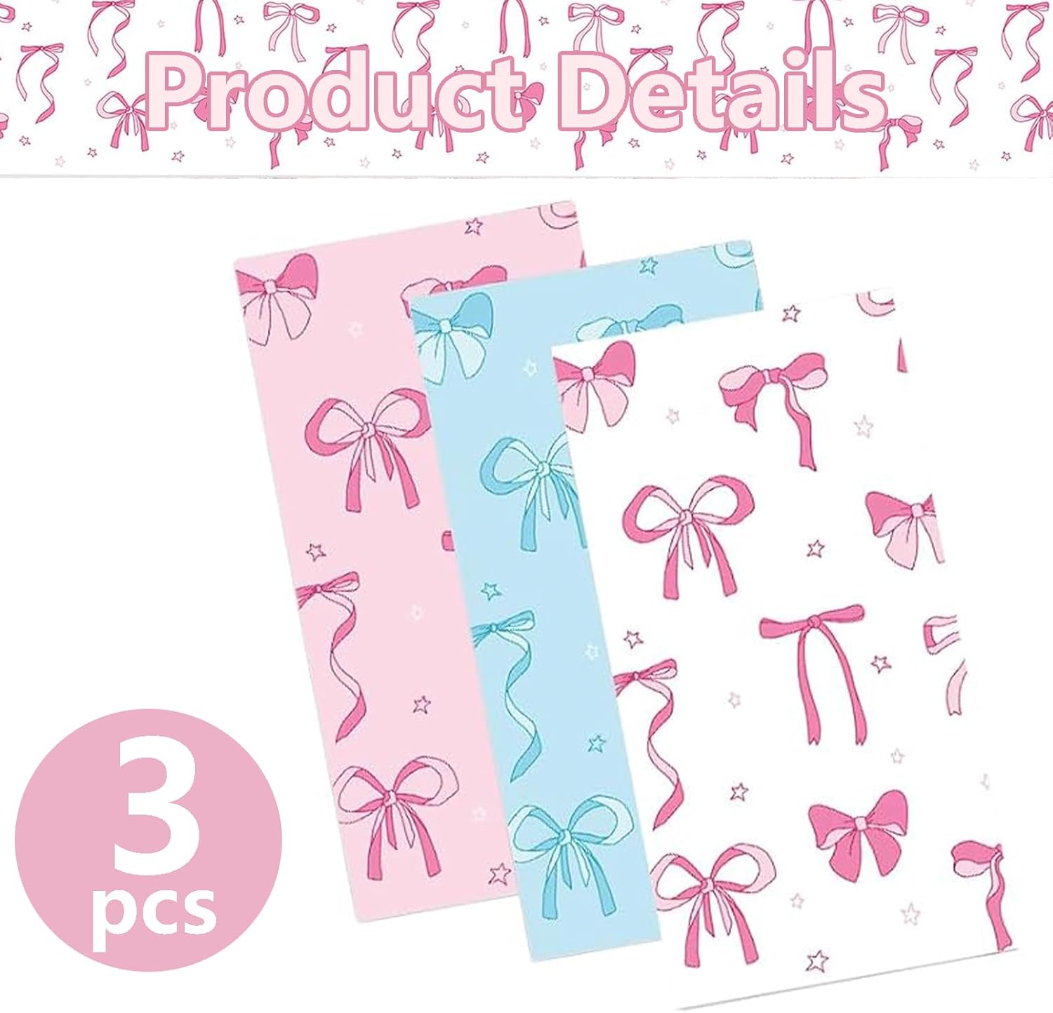 3PCS Bow Themed Tablecloths for Spring Summer Parties