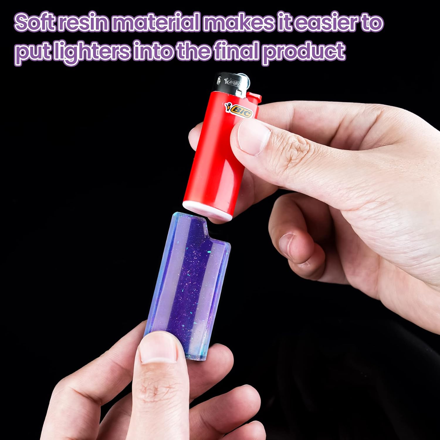 NiArt 2PCS Lighter Case Resin Mold Glitter Pack