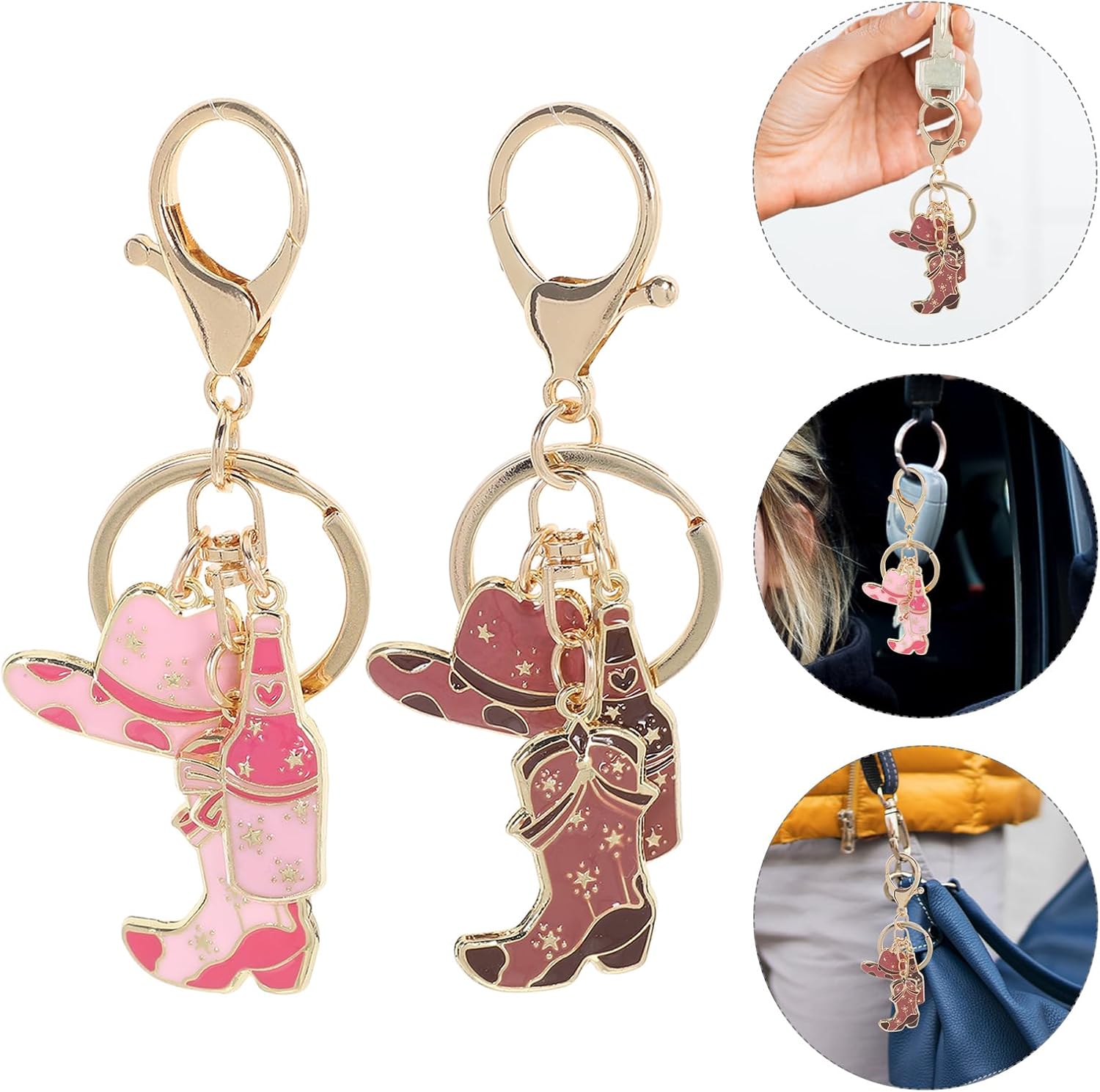 LOGOFUN Western Cowboy Hat Keychain Set