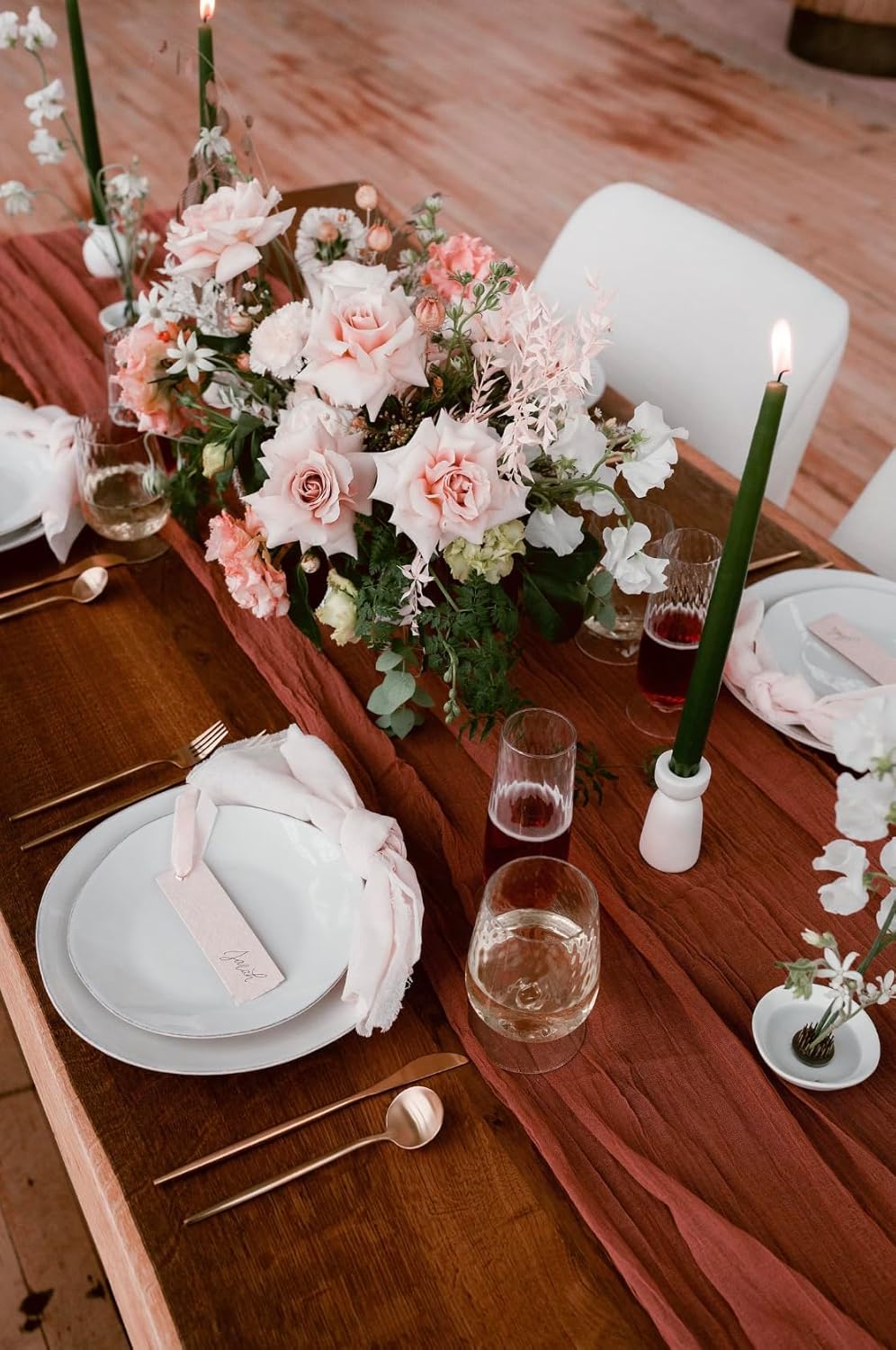 ByFern Studio 60ft Terracotta Orange Rust Cheesecloth Table Runners
