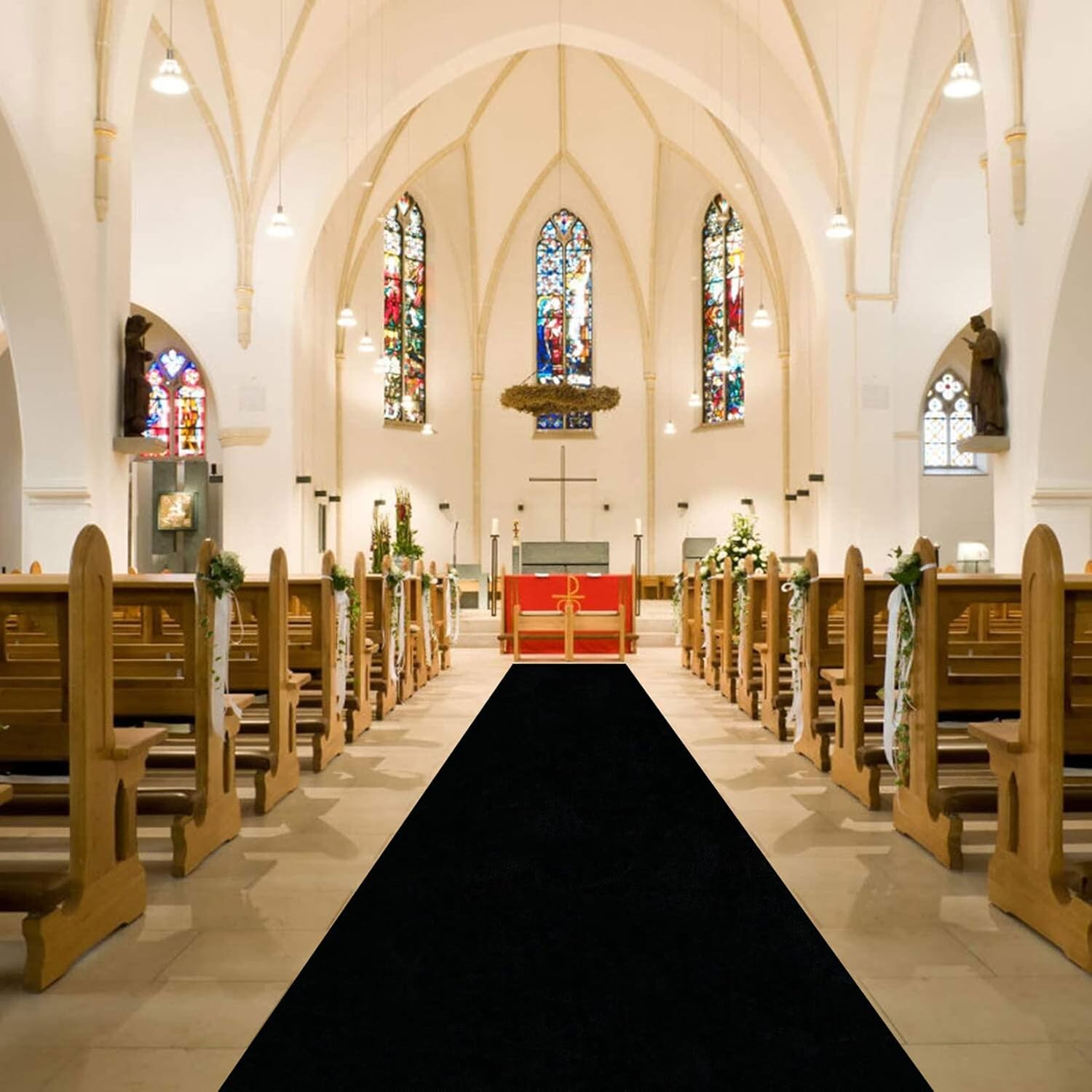 FUHSY Black Velvet Aisle Runner 4FTx15FT Wedding Carpet