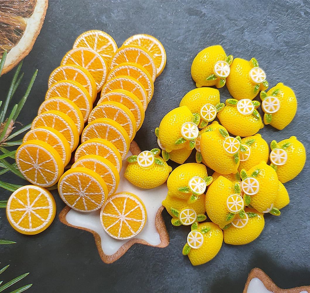 Ebonee Mini Resin Lemon Orange Slices Decor Accents 40 Pack
