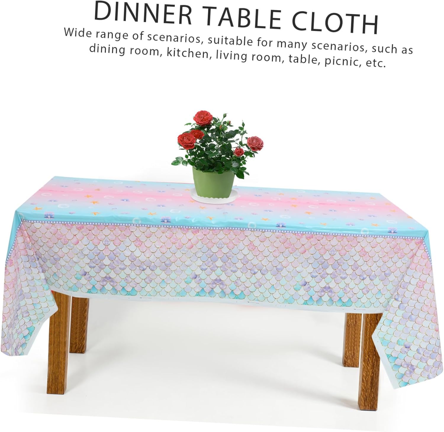 Unomor Mermaid Themed Birthday Tablecloth for Boys and Girls