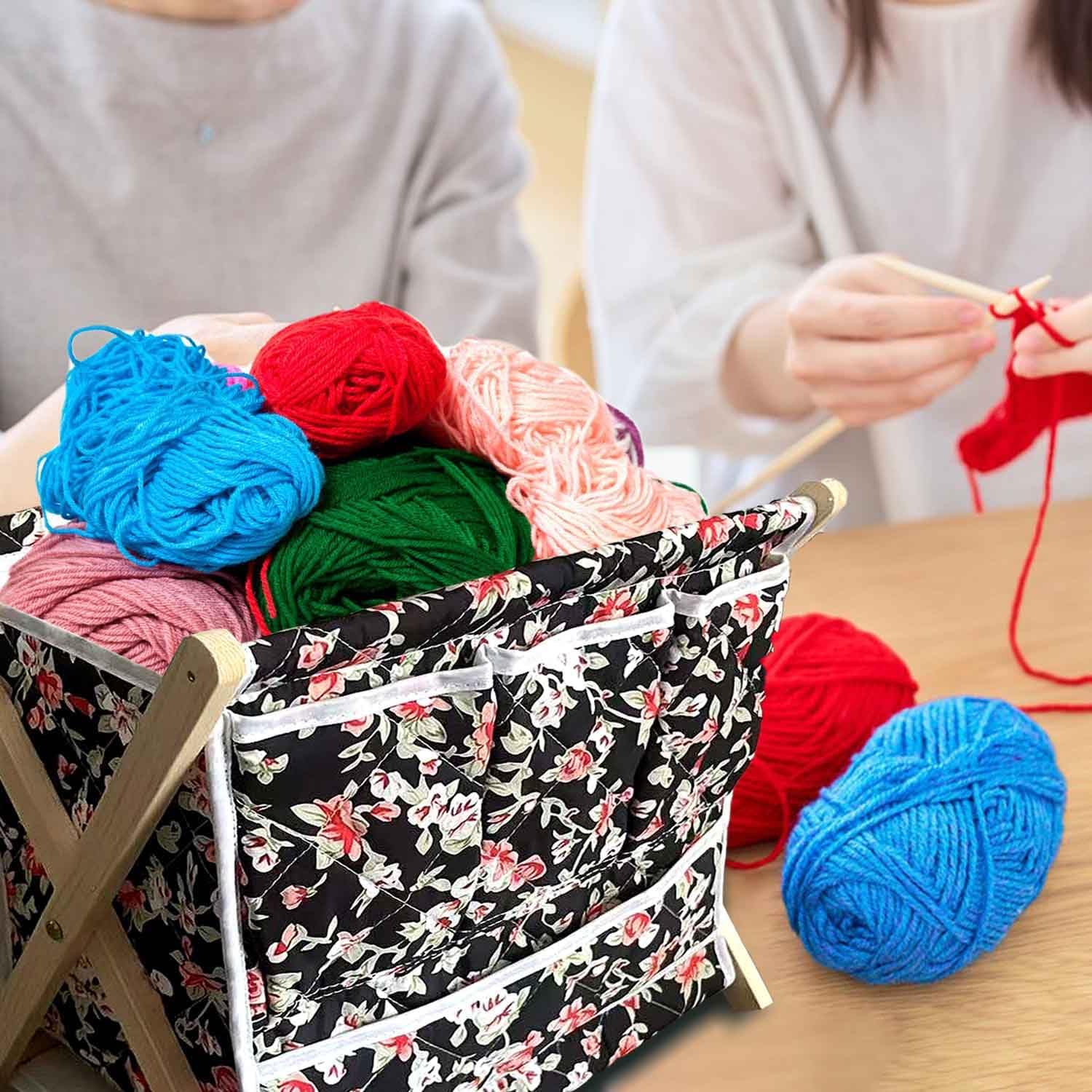 Gkesgm Yarn Crochet Knitting Organizer with 3 Side Pockets